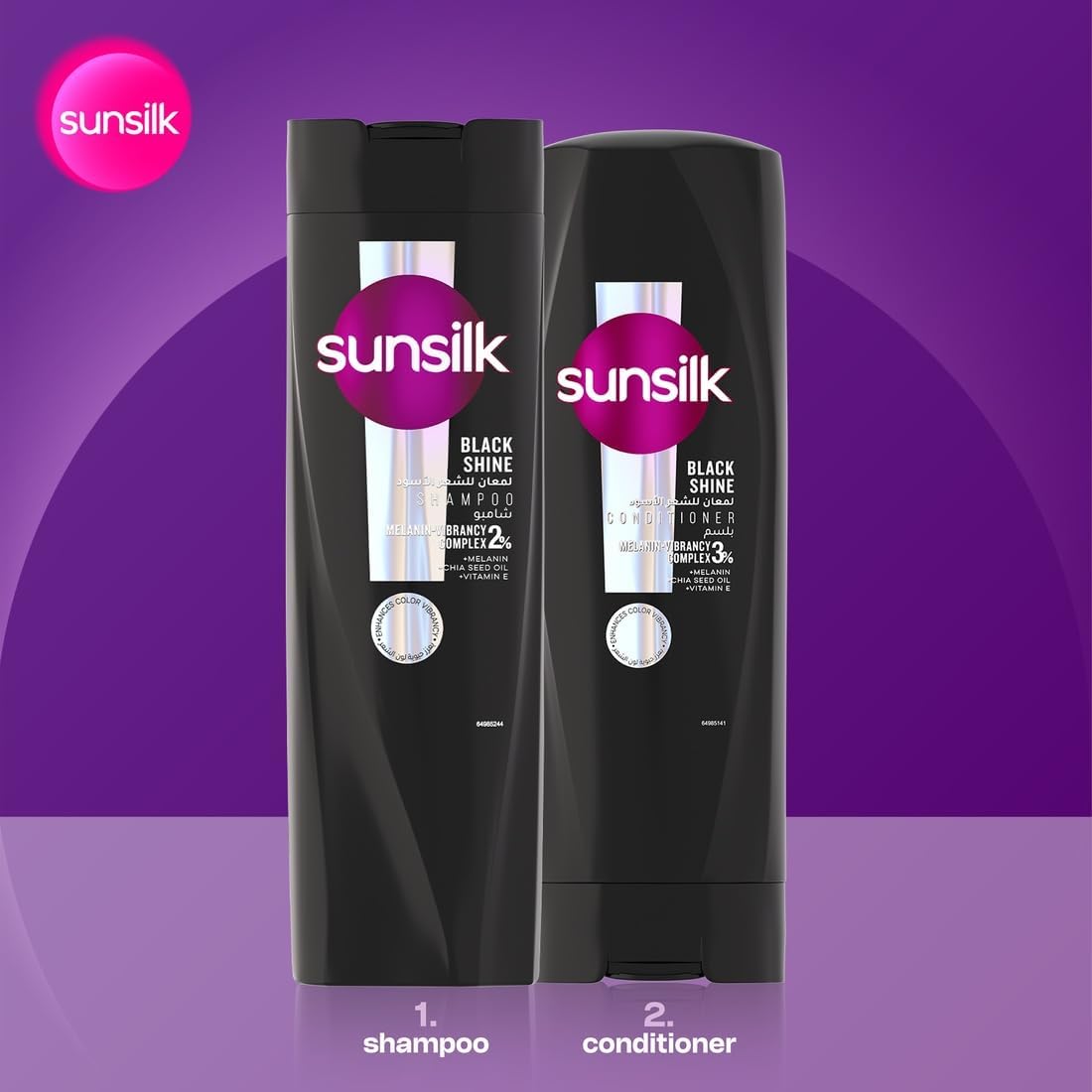 Sunsilk Conditioner, Black Shine, smoothens the hair's surface for a shiny and healthy appearance, 340ml