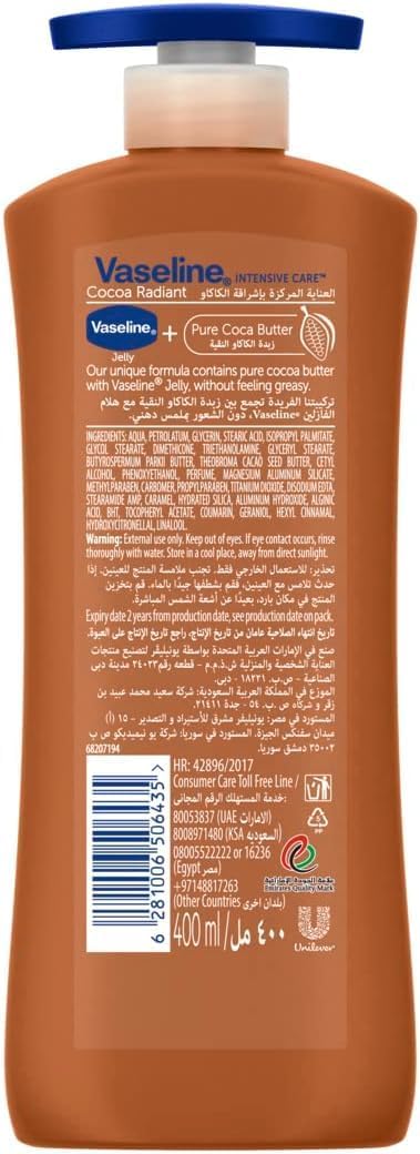 Vaseline Body Lotion Cocoa Radiant with Cocoa Butter, 400ml