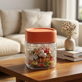 Glass Jar with Plastic Lid Orange – 500ml