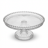 Delisoga Glass Footed Cake Plate with Beaded Rim – 20cm