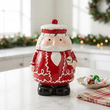 Ceramic Santa Claus Christmas Candy Jar with Lid - 2 Litre