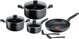 Tefal Dark Stone 9 pc set Non-stick Cooking Set, Safe coating Cookware, Heat indicator, Ergonomic handles, Glass lid
