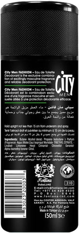City Men Fashion Eau de Toilette Deodorant Body Spray – 150ml