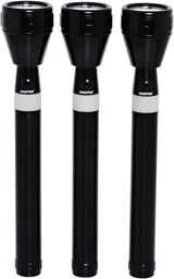 Geepas GFL4658 Super Bright Rechargeable LED Flashlight Set of 3 | 2000 Meters Ultra Long Range Beam | Waterproof Heavy-Duty Torch with Charger and Battery