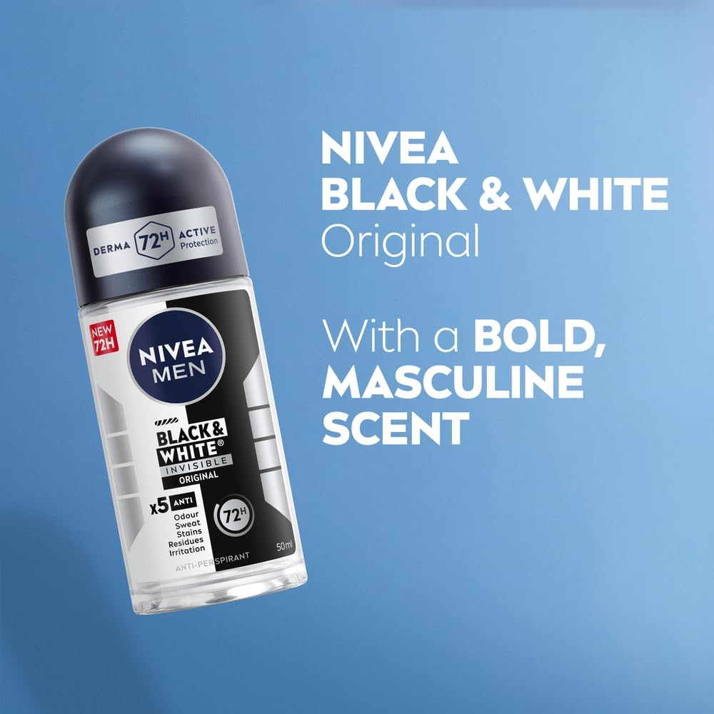 Nivea Men Black & White Invisible Original Roll-On Deodorant – 50ml