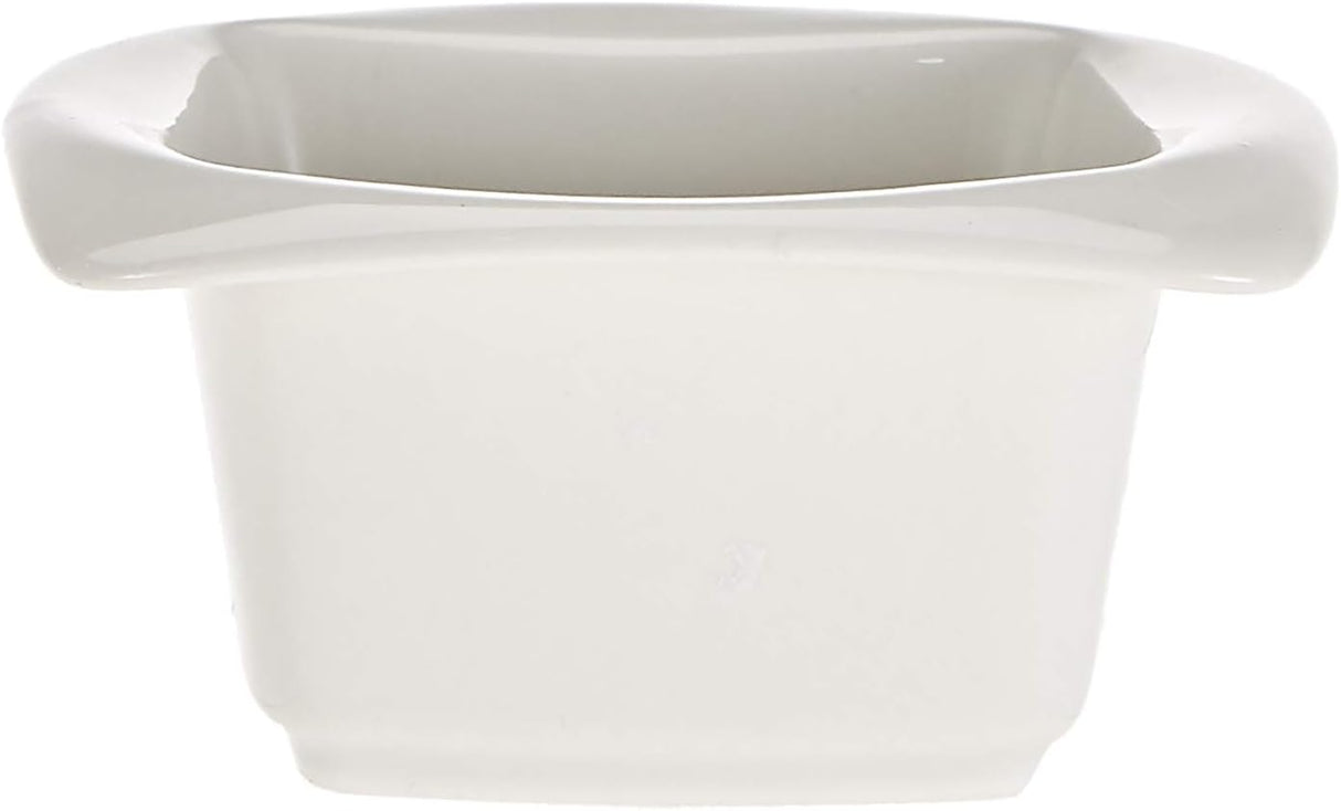 Symphony White Ceramic Square Serving Bowl Set – 3 Pieces with Bamboo Tray 150 Ml