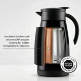 Borosil Insulated Stainless Steel Vacuum Flask Carafe, 1000 ml, Black