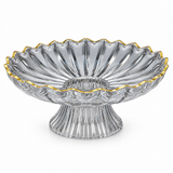 Plastic  Footed Fruit Plate with Gold-Accent Rim - 23×10cm