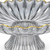 Plastic  Footed Fruit Plate with Gold-Accent Rim - 23×10cm
