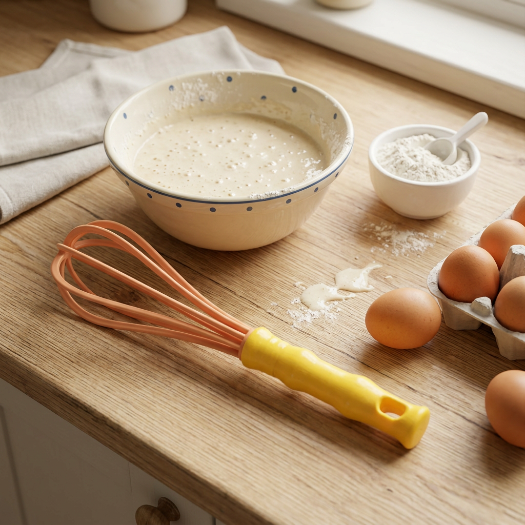 Plastic Egg Beater Yellow & Peach - 30cm