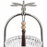 2-Tier Glass Candy Bowl with Metal Stand Silver - 12x33cm