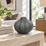 Ribbed Design Glass Vase Grey – 10cm