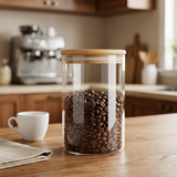 Yuniverse Glass Storage Jar with Bamboo Lid - 1050ml