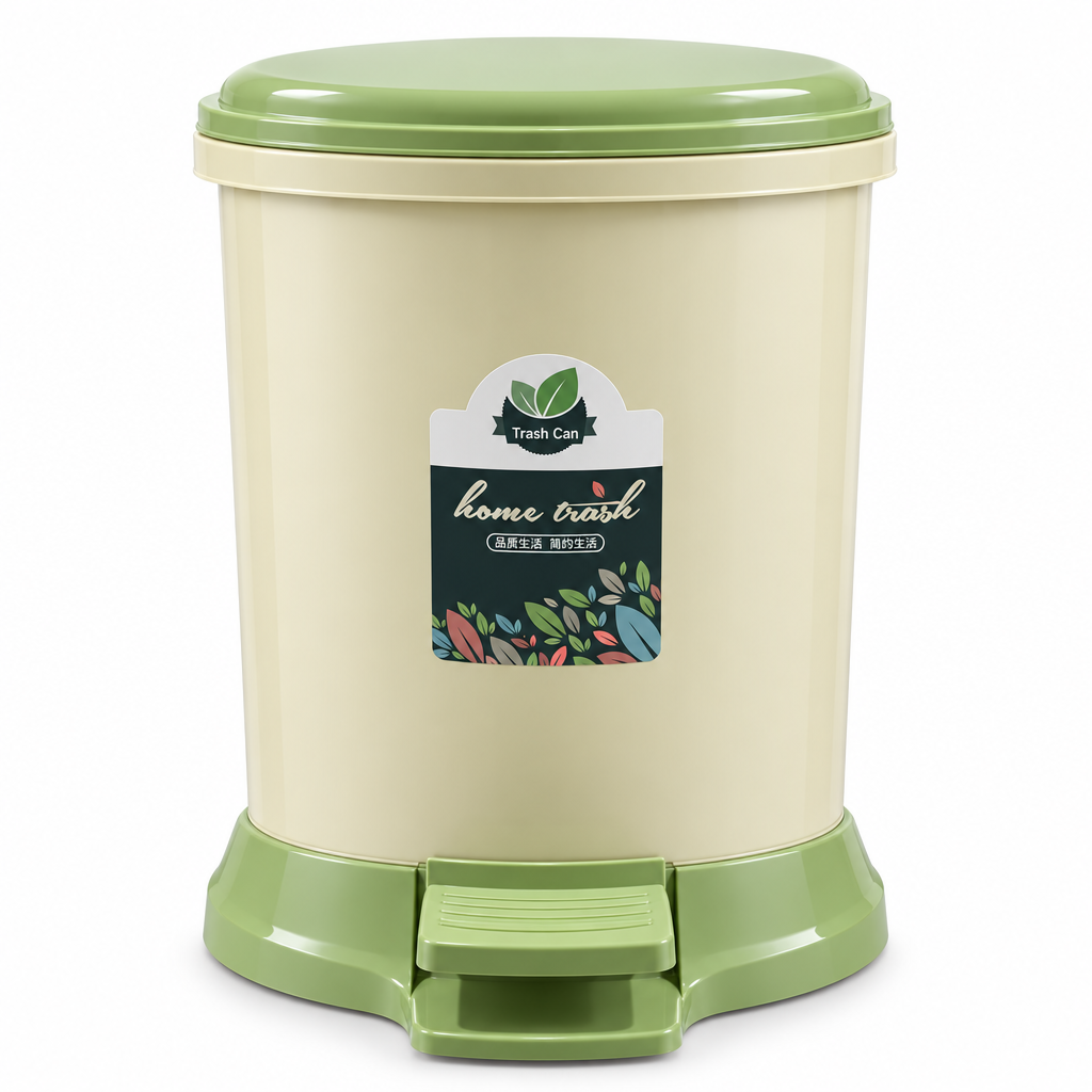 Plastic Pedal Dustbin Green - 33×25cm