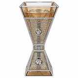 Metal & Amber-Toned Glass Incense Burner – 25×12cm