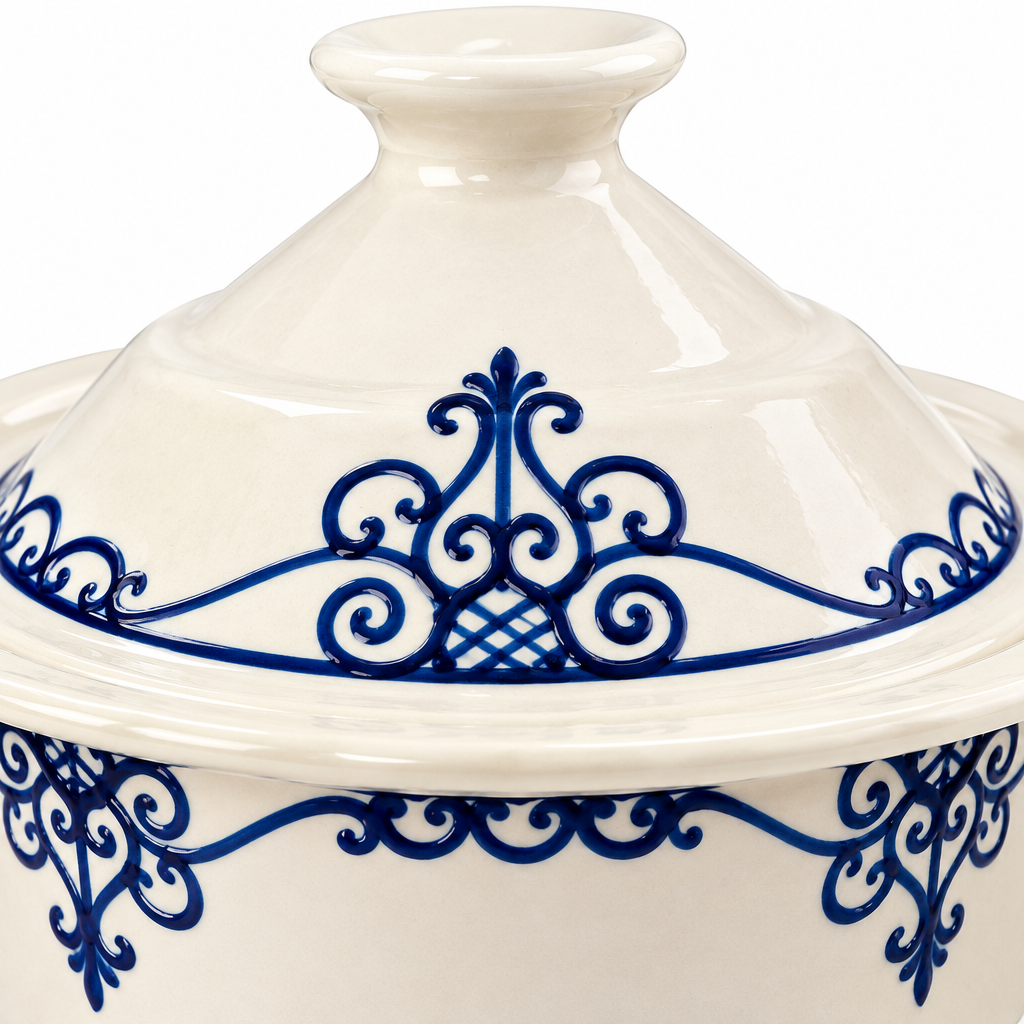 Slama Ceramic Soup Bowl with Lid Off-White - 25x10cm