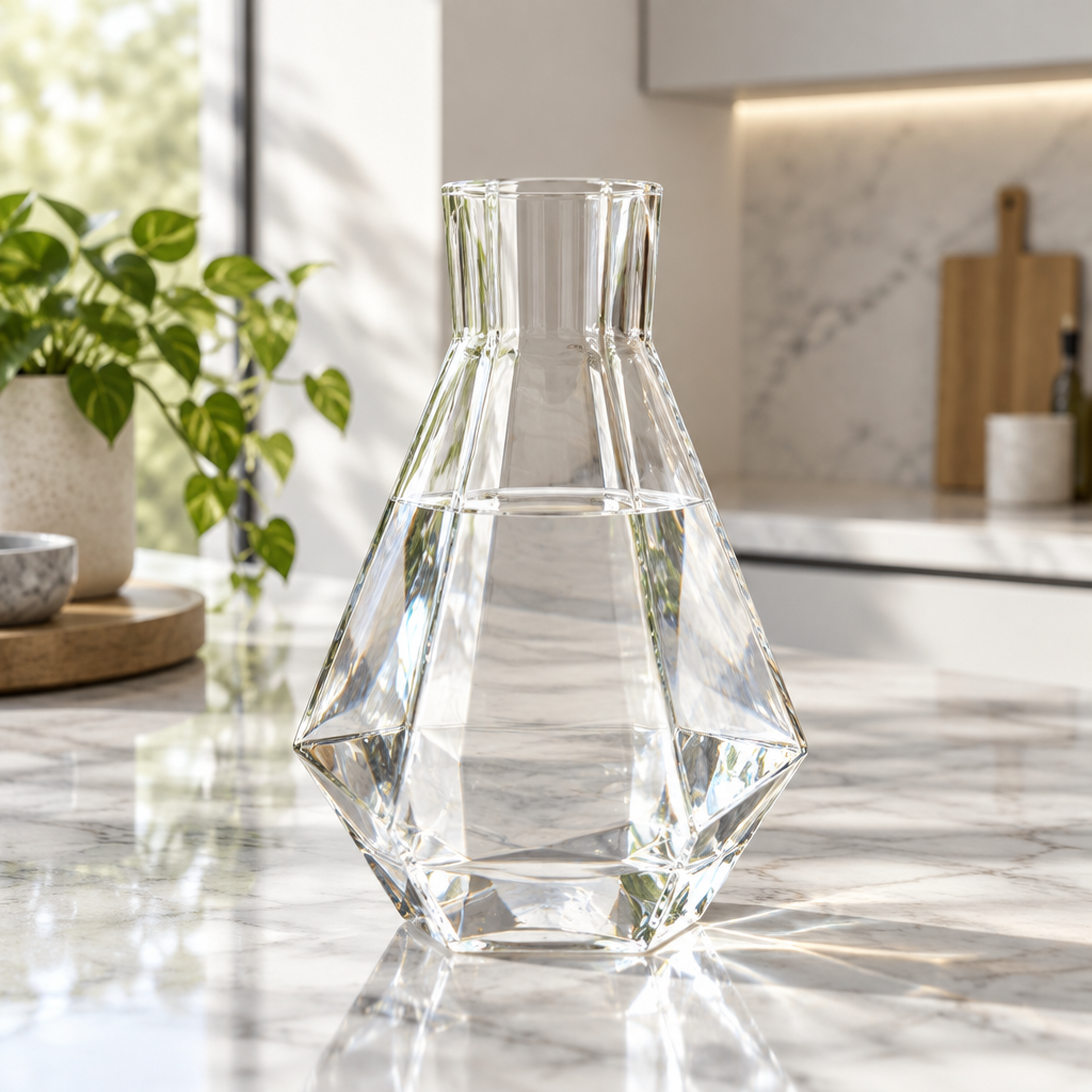 Deli Clear Glass Diamond-Cut Decanter – 1400ml