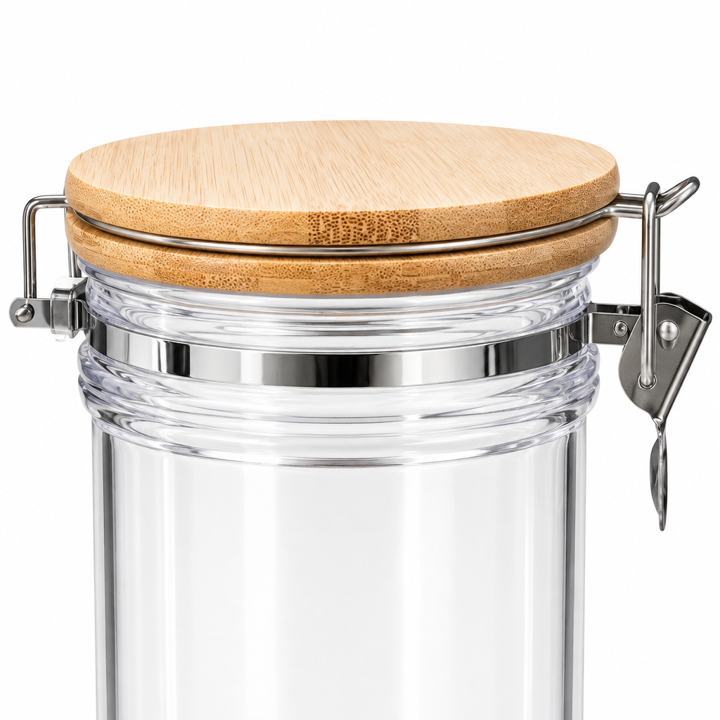 Acrylic Canister with Wooden Lid - 1 Litre