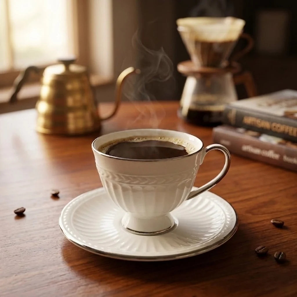 Angela Ceramic Milk Tea Cup with Saucer Set – White with Silver Rim Finish BG-68