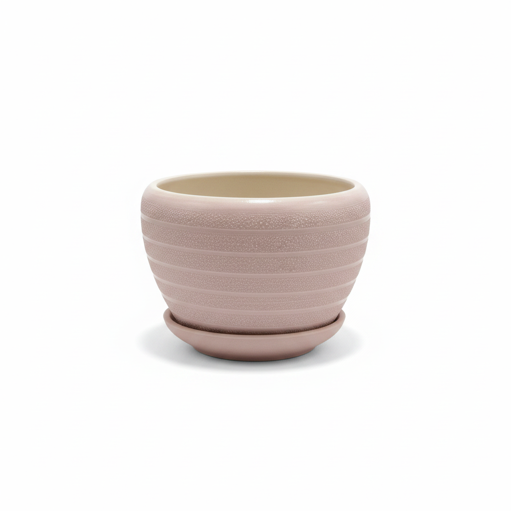 Ceramic Vase with Base Pink - 10×12cm