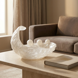 Resin Swan-Style Decorative Bowl Pearl White - 32×28cm