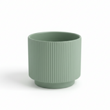 Ribbed Ceramic Vase - 15×20cm - Black / Green