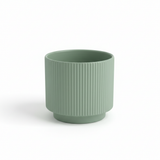 Ribbed Ceramic Vase - 15×15cm - Black / Green