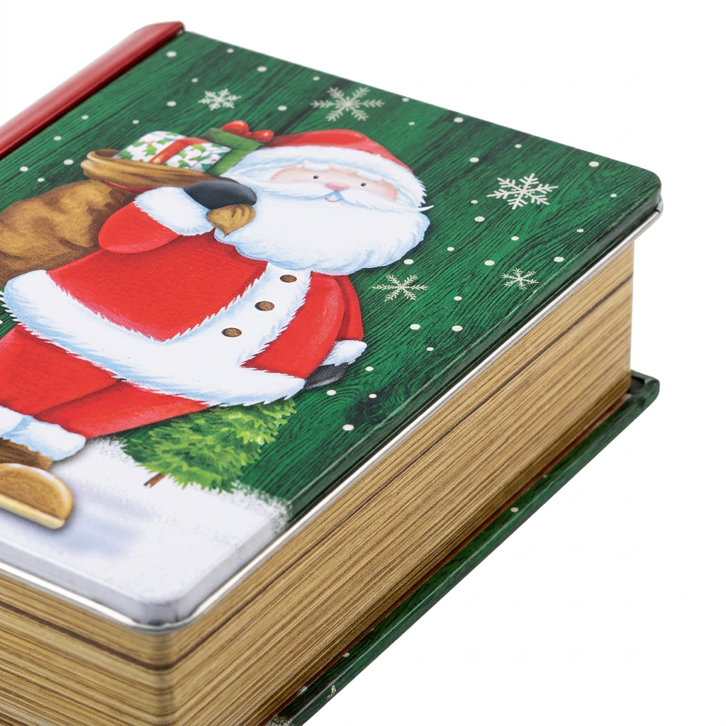 Metal Christmas Gift Box with Santa Design - 12×10cm