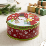 Metal Round Christmas Candy Box Red & Green - 20cm