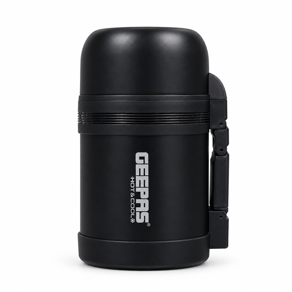 Geepas Stainless Steel Vacuum Flask Black - 600ml