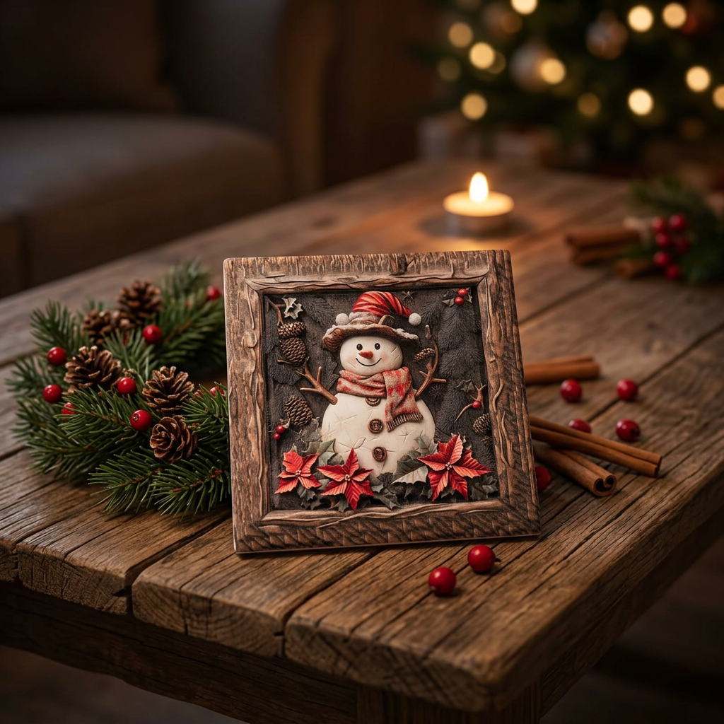 Ceramic Coated Square Christmas Coaster - 11cm