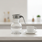Clear Glass Sugar Pot with Silver Plastic Handle and Lid - 15 cm