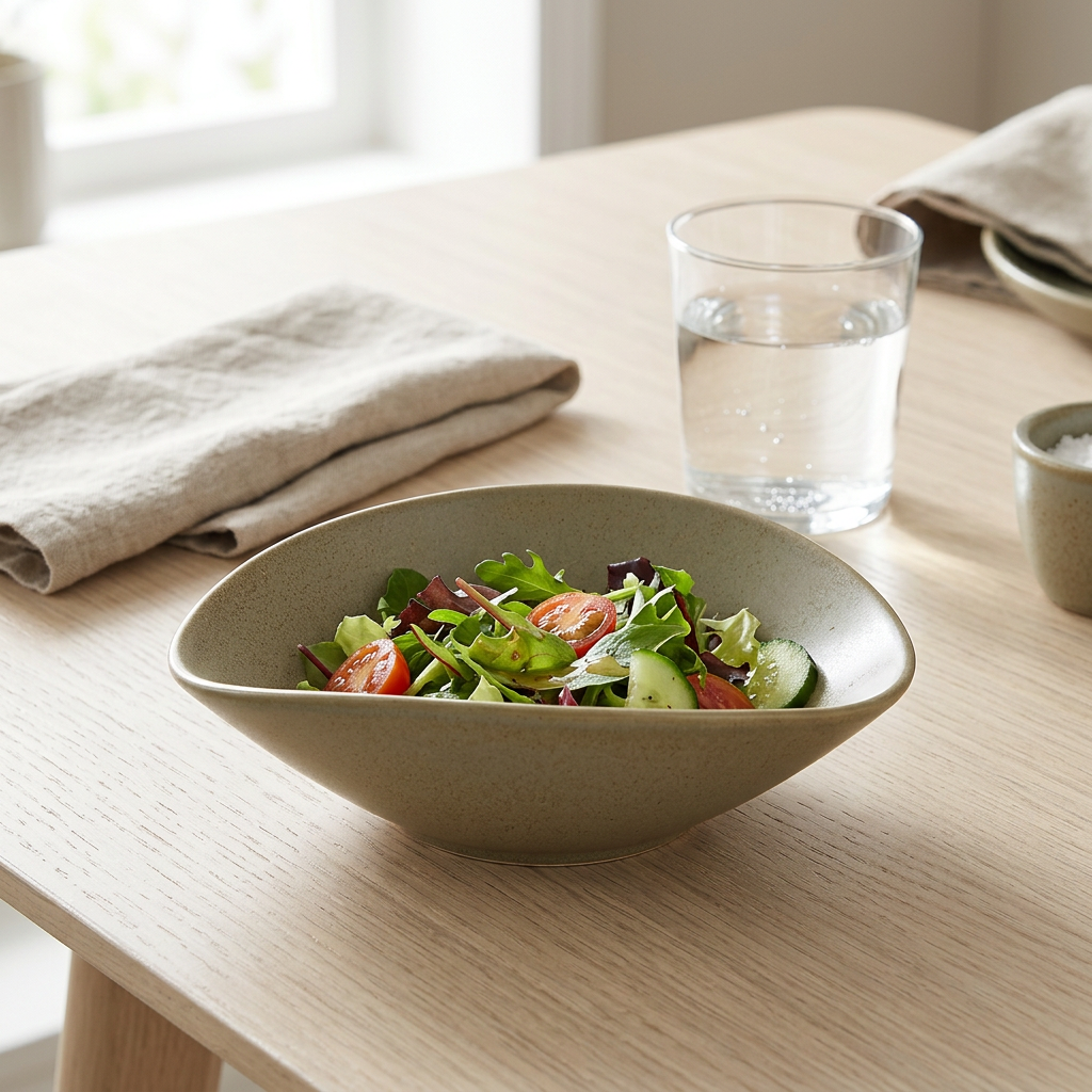 Ceramic Bowl with Rounded Triangular Design - 16×14cm