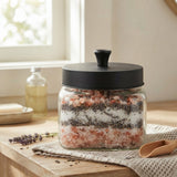 House Mart Glass Canister with Black Lid - 800ml