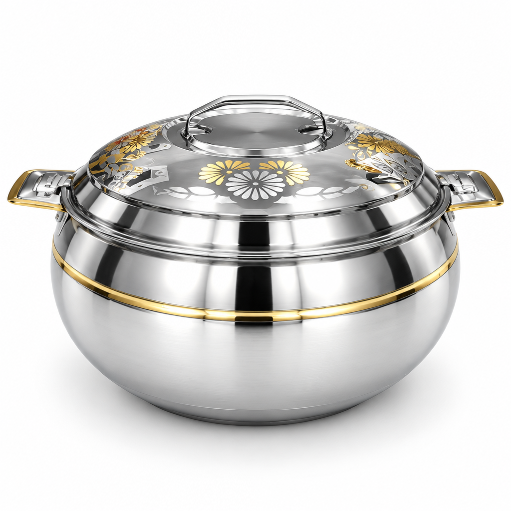 Ahrudh Zahr Stainless Steel Hotpot Silver & Gold - 7500ml