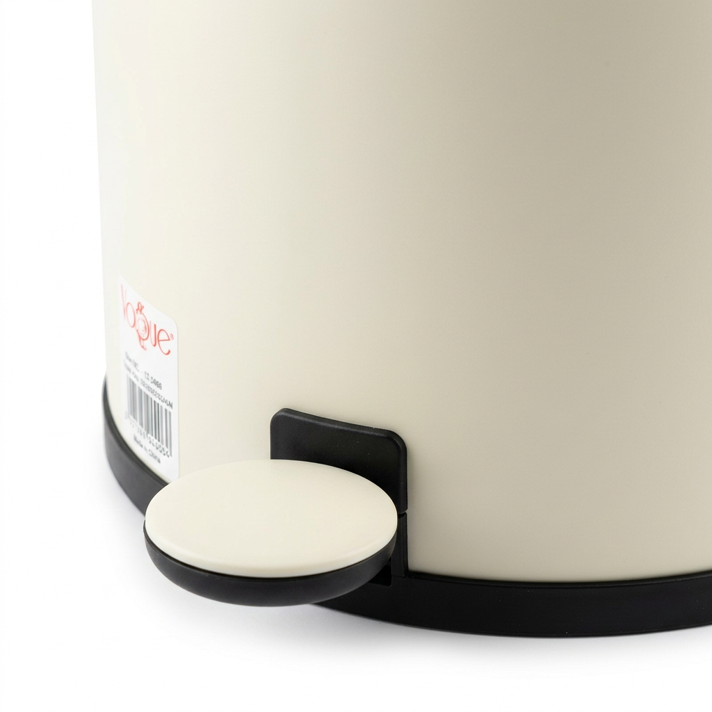 Vogue Plastic Pedal Dustbin Cream with Black Trim - 5 Litres