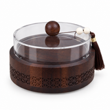 Wooden Candy Bowl with Acrylic Lid Brown - 18×10cm