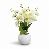Artificial Flower Plant White with White Plastic Pot - 40cm