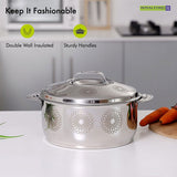 ROYALFORD STELLAR SERIES LASER DESIGN HOT POT – 4000ML PREMIUM STAINLESS STEEL DOUBLE WALL VACUUM INSULATED FOOD WARMER FOR KEEPING MEALS HOT & FRESH