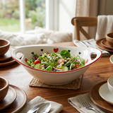 Ceramic Oval Bowl with Handles White - 23x15cm