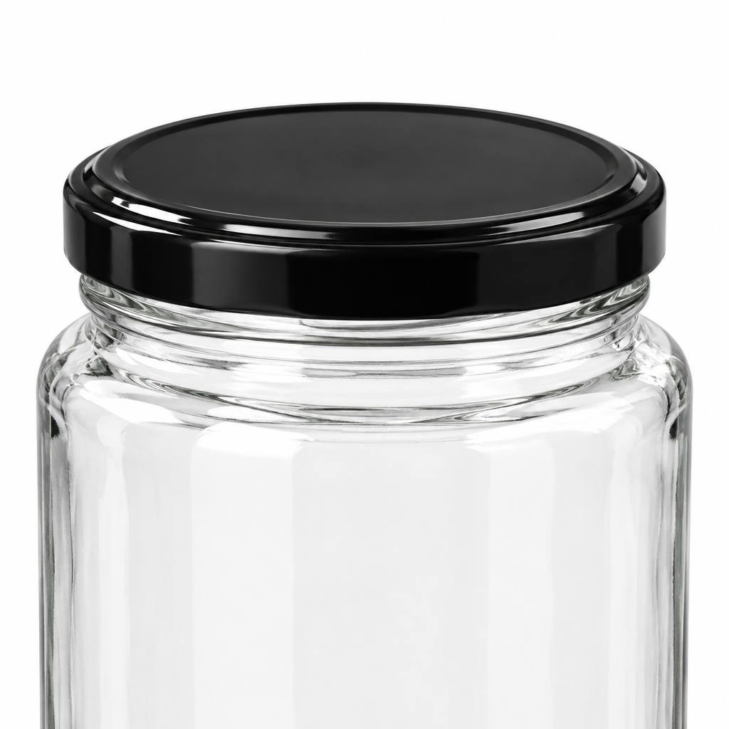 House Mart Glass Jar with Black Lid - 630ml