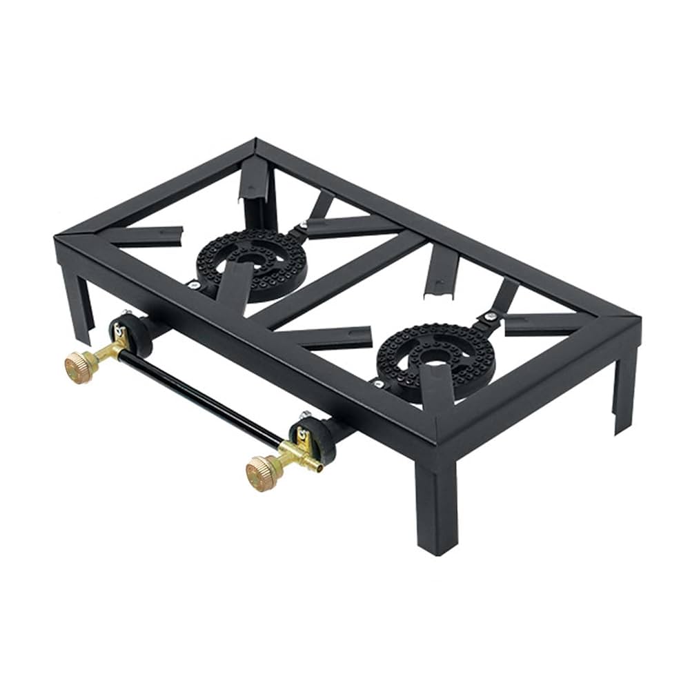 AKDC Large Cast Iron Portable Gas Stove 48×25×11 cm – Heavy Duty Outdoor Camping & BBQ Double Size Cooker