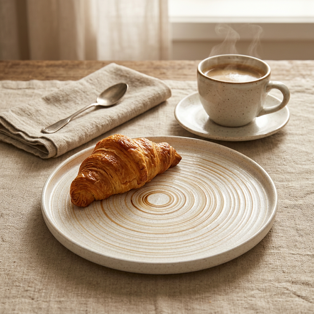 Ceramic Plate Cream & Beige - 20.5cm