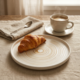 Ceramic Plate Cream & Beige - 20.5cm
