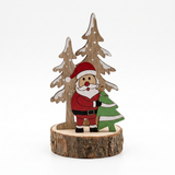 Wooden Santa & Christmas Trees Tabletop Decoration - 12cm