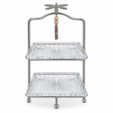 2-Tier Glass Candy Tray with Stand - 18×38cm