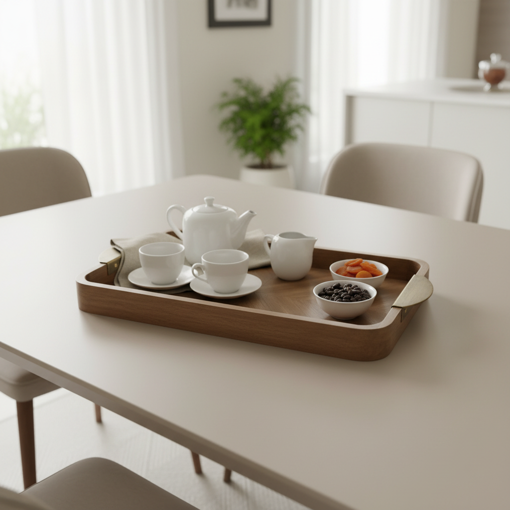 Luhpar Rectangular Wooden Serving Tray - 45×25cm
