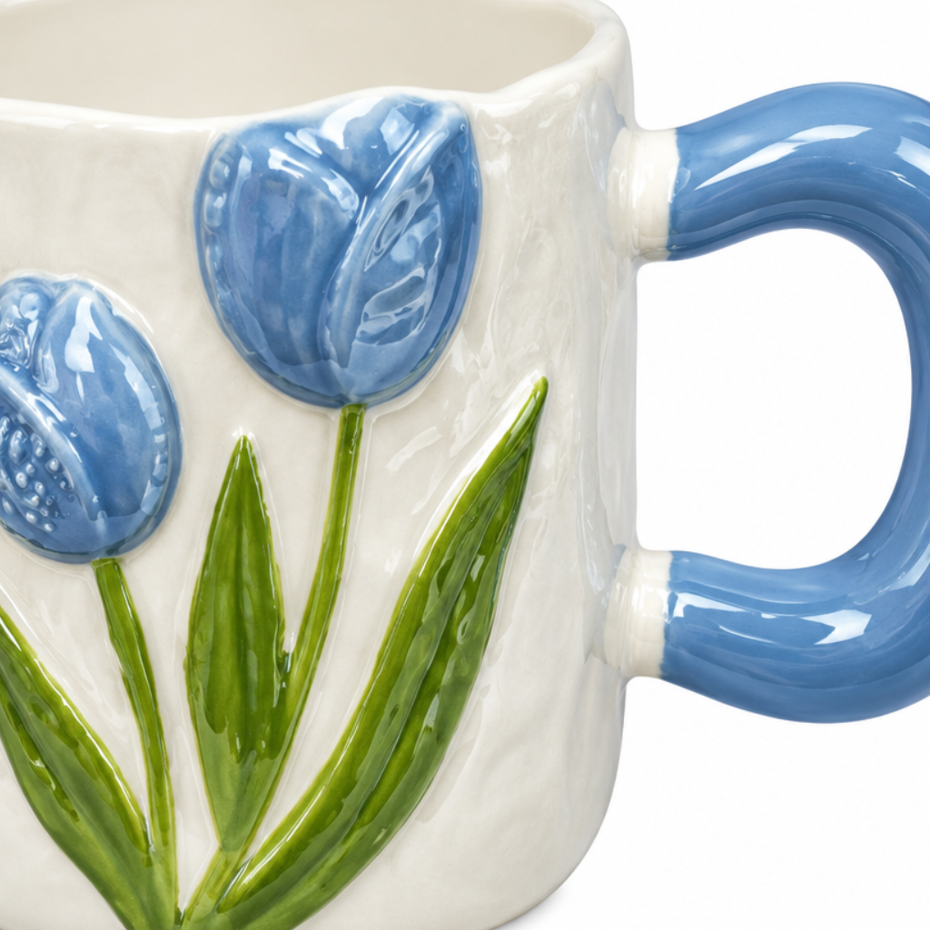 Ceramic Mug with Blue Handle - 400ml
