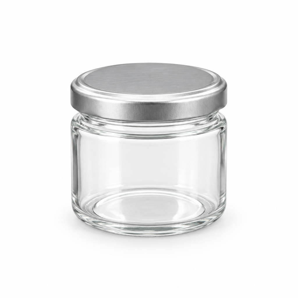 Nautilus Clear Glass Jar with Silver Lid – 270ml