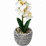 Artificial Orchid Flower Plant with Ceramic Pot White  – 40cm